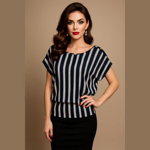 Striped navy top with white stripes